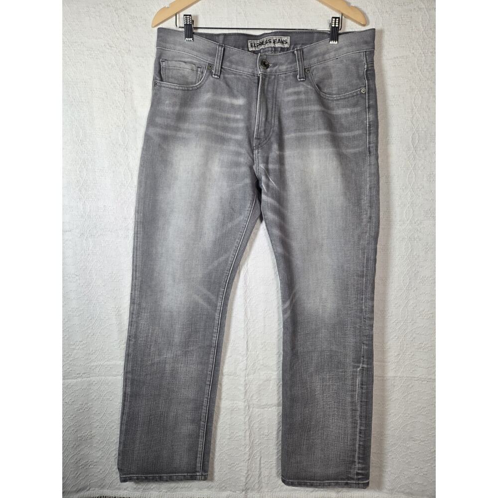 Express Men's Straight Leg Black‎ Wash Jeans 33x30 Classic Denim Style Kingston